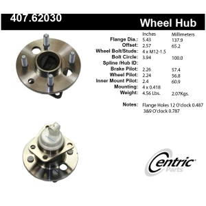 Centric Premium™ Wheel Bearing And Hub Assembly for Saturn SC2 - 407.62030