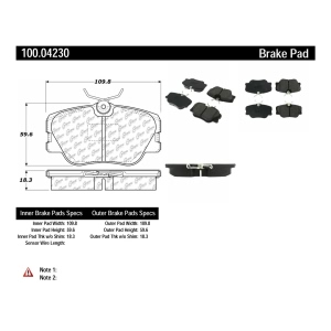 Centric Formula 100 Series™ OEM Brake Pads for 1987 Mercedes-Benz 260E - 100.04230