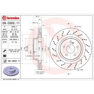 brembo UV Coated Series Drilled Vented Rear Brake Rotor for 2003 Mercedes-Benz E55 AMG - 09.C502.11