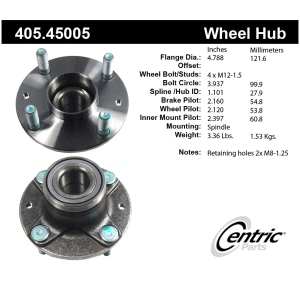 Centric Premium™ Wheel Bearing And Hub Assembly for 1999 Mazda Miata - 405.45005