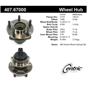 Centric Premium™ Wheel Bearing And Hub Assembly for 2004 Chrysler Town & Country - 407.67000