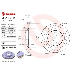 brembo Premium Xtra Cross Drilled UV Coated 1-Piece Front Brake Rotors for 2008 Toyota Avalon - 09.A417.1X