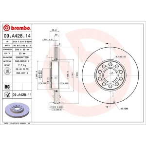 brembo UV Coated Series Vented Front Brake Rotor for Volkswagen Passat - 09.A428.11