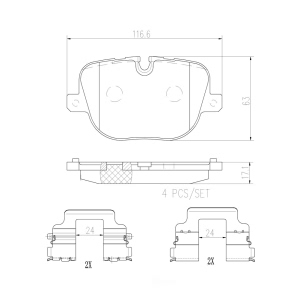 brembo Premium Ceramic Rear Disc Brake Pads for Land Rover Range Rover Sport - P44025N