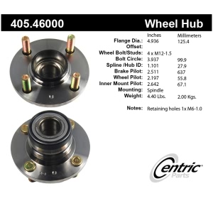 Centric Premium™ Wheel Bearing And Hub Assembly for 1993 Plymouth Colt - 405.46000