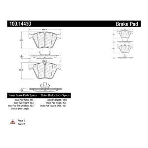 Centric Formula 100 Series™ OEM Brake Pads for 2015 BMW 760Li - 100.14430