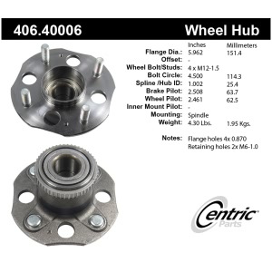 Centric Premium™ Wheel Bearing And Hub Assembly for 1997 Acura TL - 406.40006