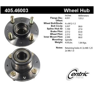 Centric Premium™ Wheel Bearing And Hub Assembly for 1993 Plymouth Colt - 405.46003