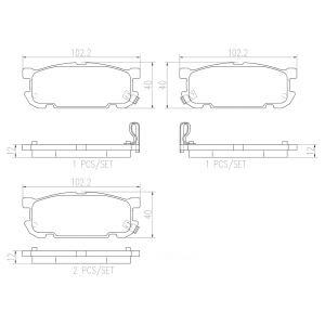 brembo Premium Ceramic Rear Disc Brake Pads for Mazda Miata - P49030N