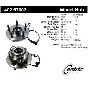 Centric Premium™ Wheel Bearing And Hub Assembly for 2004 Dodge Durango - 402.67003