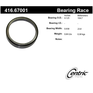 Centric Premium™ Rear Inner Wheel Bearing Race for Plymouth - 416.67001