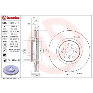 brembo UV Coated Series Vented Front Brake Rotor for 2009 Mercedes-Benz ML320 - 09.R104.11