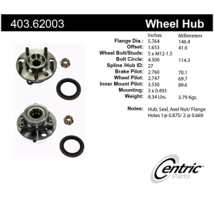 Centric Premium™ Wheel Hub Repair Kit for 1988 Cadillac Fleetwood - 403.62003