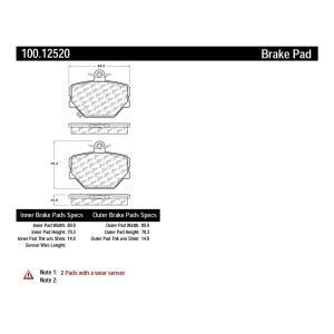 Centric Formula 100 Series™ OEM Brake Pads for 2014 Smart Fortwo - 100.12520