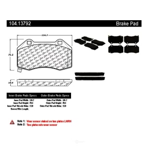 Centric Posi Quiet™ Semi-Metallic Front Disc Brake Pads for Mazda MX-5 Miata - 104.13792