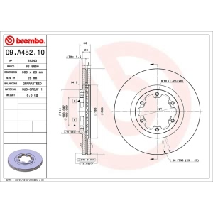 brembo OE Replacement Vented Front Brake Rotor for 2000 Nissan Pathfinder - 09.A452.10