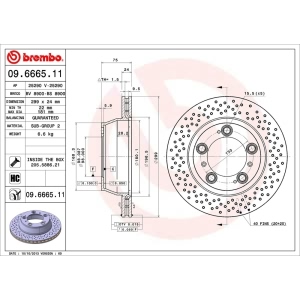 brembo UV Coated Series Drilled Vented Rear Brake Rotor for 2008 Porsche 911 - 09.6665.11