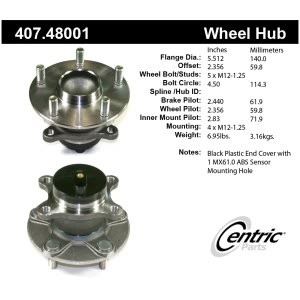Centric Premium™ Wheel Bearing And Hub Assembly for 2009 Suzuki SX4 - 407.48001