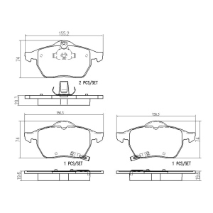 brembo Premium Ceramic Front Disc Brake Pads for 1998 Saab 900 - P59029N