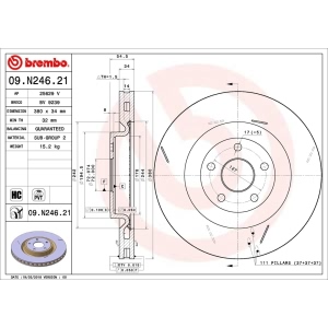 brembo UV Coated Series Slotted Vented Front Brake Rotor - 09.N246.21