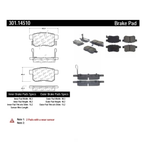 Centric Premium™ Ceramic Brake Pads With Shims And Hardware for 2011 Acura TSX - 301.14510