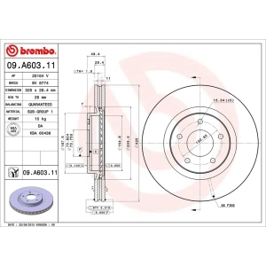 brembo UV Coated Series Vented Front Brake Rotor for 2003 Jaguar Vanden Plas - 09.A603.11