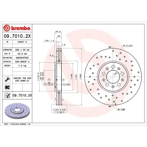 brembo Premium Xtra Cross Drilled UV Coated 1-Piece Front Brake Rotors for 1999 Volkswagen Beetle - 09.7010.2X