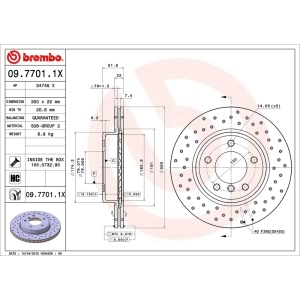 brembo Premium Xtra Cross Drilled UV Coated 1-Piece Front Brake Rotors for 2001 BMW 325Ci - 09.7701.1X