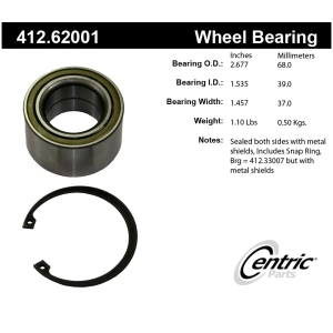 Centric Premium™ Front Driver Side Double Row Wheel Bearing for 1992 Saturn SL2 - 412.62001