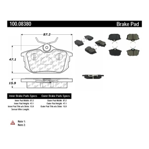 Centric Original Equipment Formula Brake Pads for 2000 Volvo V40 - 100.08380