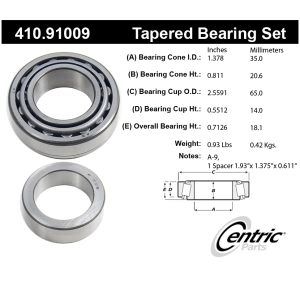 Centric Premium™ Rear Driver Side Wheel Bearing and Race Set for 1990 Chevrolet Camaro - 410.91009