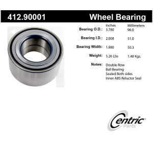 Centric Premium™ Rear Passenger Side Double Row Wheel Bearing for Land Rover Discovery Sport - 412.90001