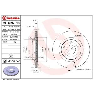 brembo UV Coated Series Brake Rotor for 2010 Mitsubishi Outlander - 09.A637.21