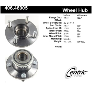 Centric Premium™ Wheel Bearing And Hub Assembly for 2004 Mitsubishi Lancer - 406.46005