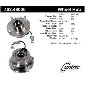 Centric Premium™ Wheel Bearing And Hub Assembly for 2006 Suzuki Verona - 402.48000
