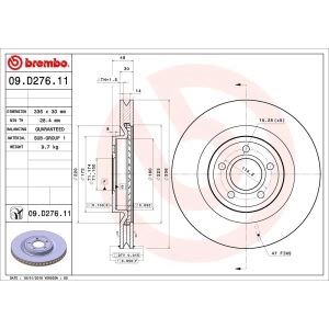 brembo UV Coated Series Vented Front Brake Rotor for 2012 Ford Mustang - 09.D276.11