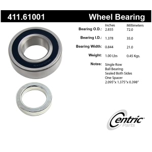 Centric Premium™ Rear Passenger Side Wheel Bearing for Mercury Montego - 411.61001