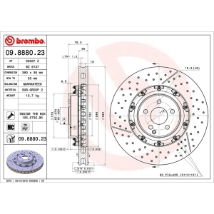 brembo OE Replacement Drilled and Slotted Vented Front Brake Rotor for Mercedes-Benz S65 AMG - 09.8880.23
