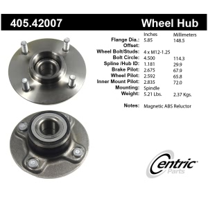 Centric Premium™ Wheel Bearing And Hub Assembly for 1991 Nissan Stanza - 405.42007