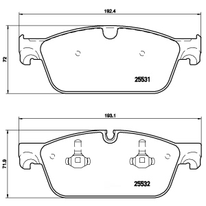 brembo Premium Low-Met OE Equivalent Front Brake Pads for Mercedes-Benz GL550 - P50102
