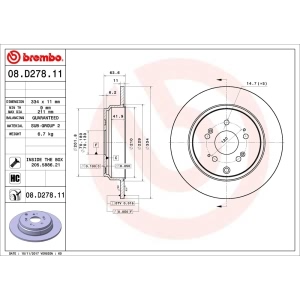 brembo UV Coated Series Solid Rear Brake Rotor for 2011 Acura MDX - 08.D278.11