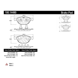 Centric Formula 100 Series™ OEM Brake Pads for 2015 Jaguar XJR - 100.14480