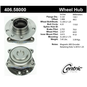 Centric Premium™ Wheel Bearing And Hub Assembly for 2019 Jeep Cherokee - 406.58000