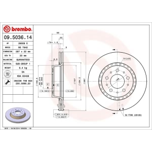 brembo OE Replacement Vented Front Brake Rotor for 1989 Volvo 740 - 09.5036.14