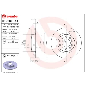 brembo UV Coated Series Rear Brake Rotor for Dodge Dart - 08.9460.41