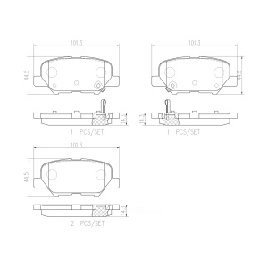 brembo Premium Ceramic Rear Disc Brake Pads for 2014 Mazda 3 - P61111N