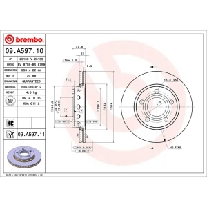 brembo UV Coated Series Vented Rear Brake Rotor for 2001 Audi S4 - 09.A597.11