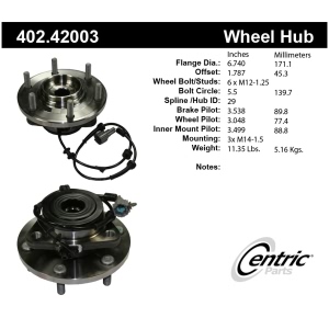 Centric Premium™ Front Driver Side Driven Wheel Bearing and Hub Assembly for 2008 Infiniti QX56 - 402.42003