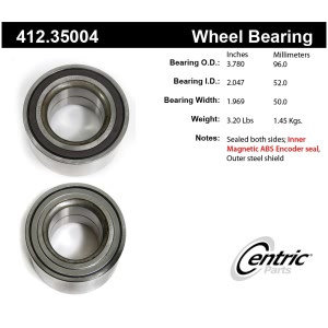 Centric Premium™ Wheel Bearing for 2017 Mercedes-Benz GLE63 AMG S - 412.35004