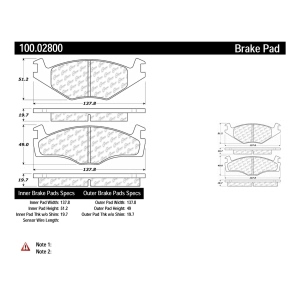 Centric Formula 100 Series™ OEM Brake Pads for 1984 Volkswagen Quantum - 100.02800